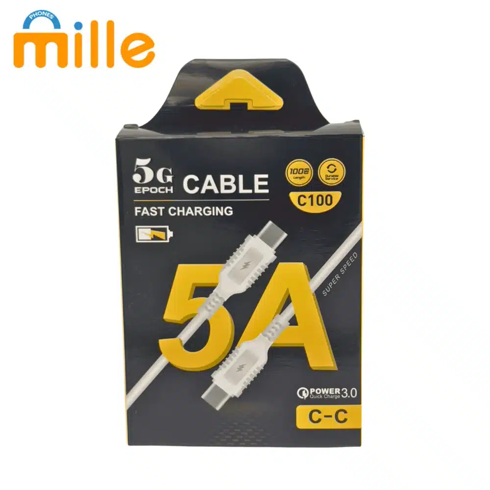 Câble Chargeur C100 Type C Blanc – C100-TYPEC-TYPC – Image 2
