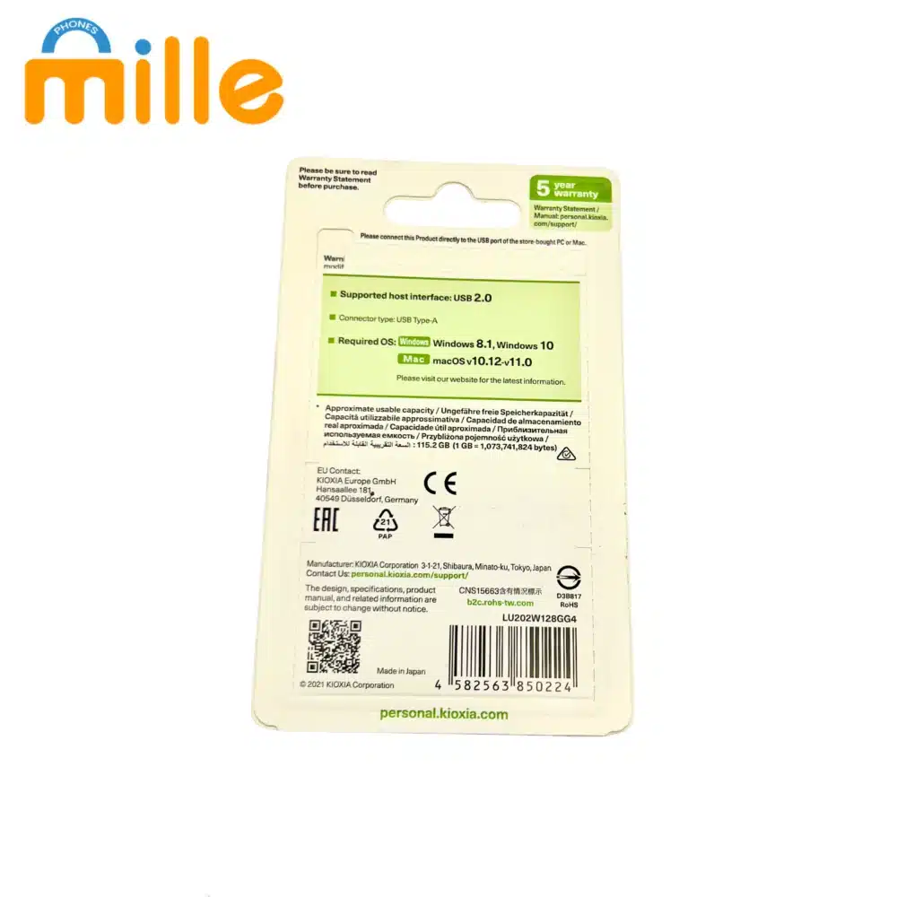 Clé USB Toshiba TransMemory U202 – Capacités de 128 Go, USB 2.0, Stockage Portable Fiable et Compact – Image 2