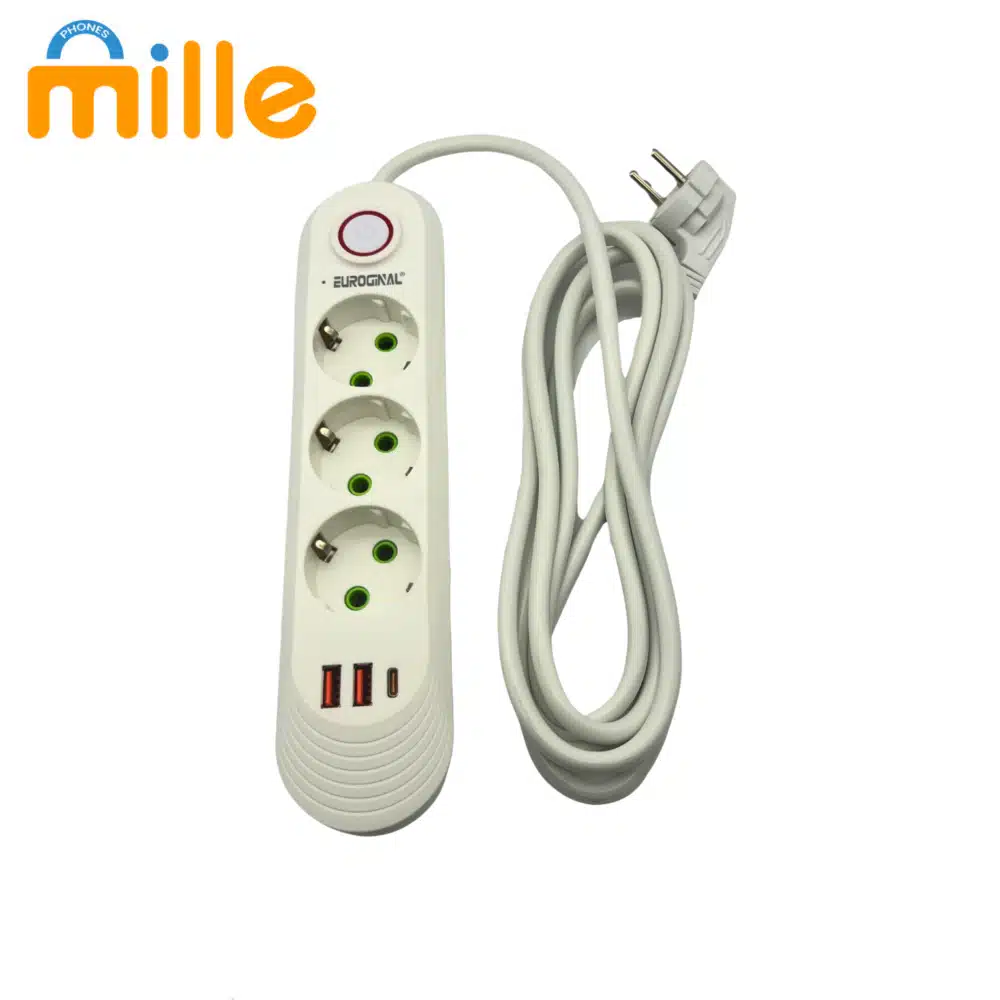 Prise Multiprise EU 3 en 1 avec Ports USB & Type-C – Rallonge 2m, 2500W Charge Rapide – Image 2