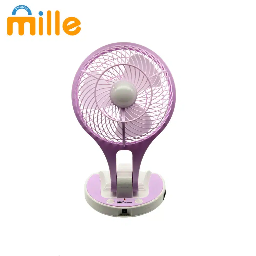 Ventilateur de Table TNTSTAR JR-5580 BLEU – Mini Ventilateur DC/AC 220V & 12V à Batterie