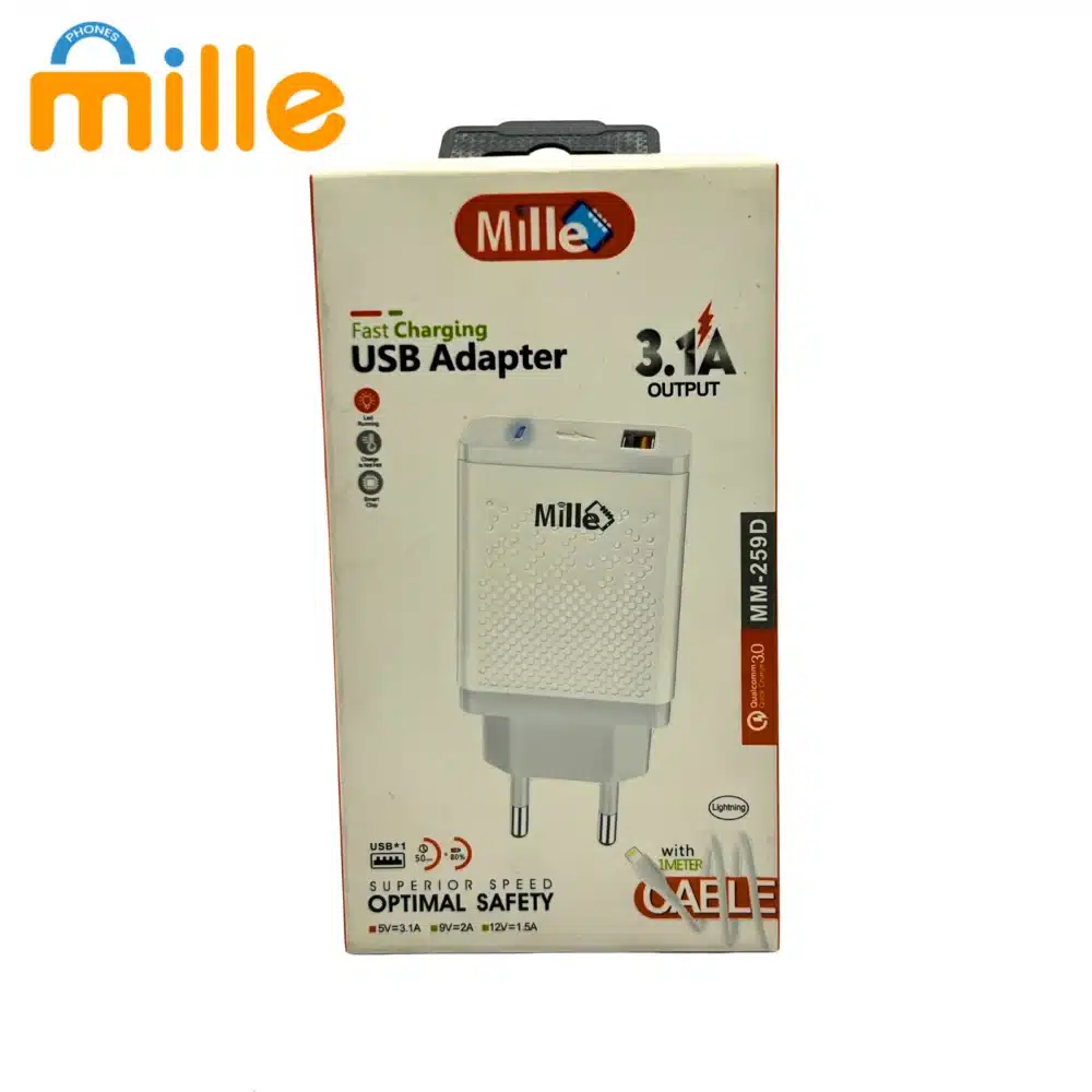 Adaptateur Chargeur Mille Phone S – USB 3.1 A Output | Charge Rapide | Compatible iPhone, Android, Tablettes – Image 5