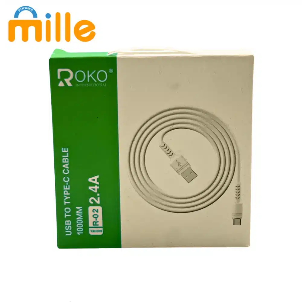 Câble ROK R-02 – USB vers Type-C | 1 mètre | Charge Rapide 2.4A | Transfert de Données | Résistant & Fiable – Image 3