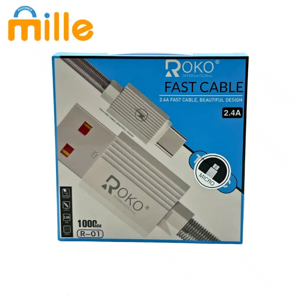 Câble ROKO Fast 2.4A  Charge Rapide et Transfert de Données  USB-A vers Micro-USB, USB-C, Lightning  Résistant et Flexible – Image 3