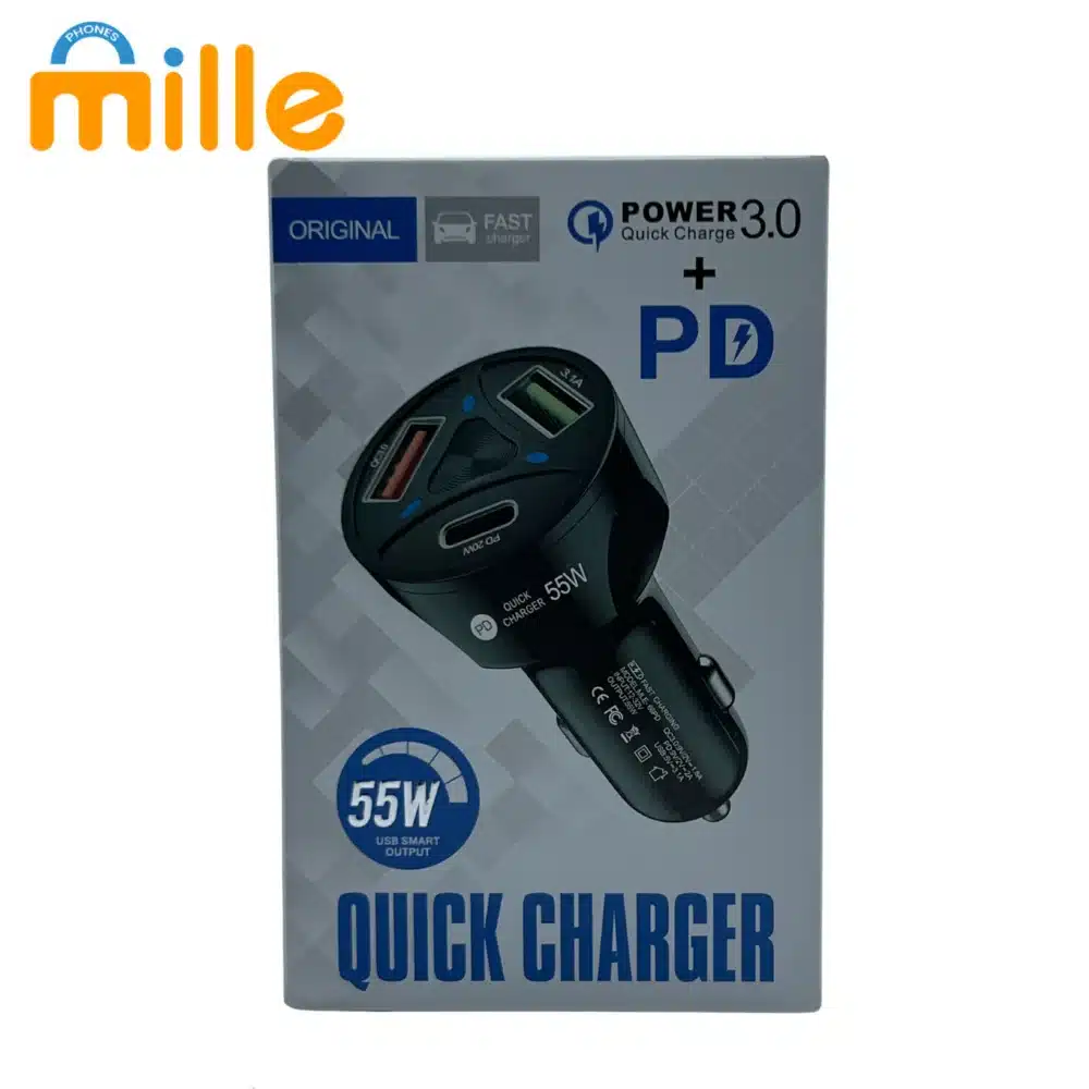 Chargeur Voiture 55W | Quick Charger USB + USB-C | Charge Rapide Universelle pour iPhone, Android, GPS, Tablettes – Image 2
