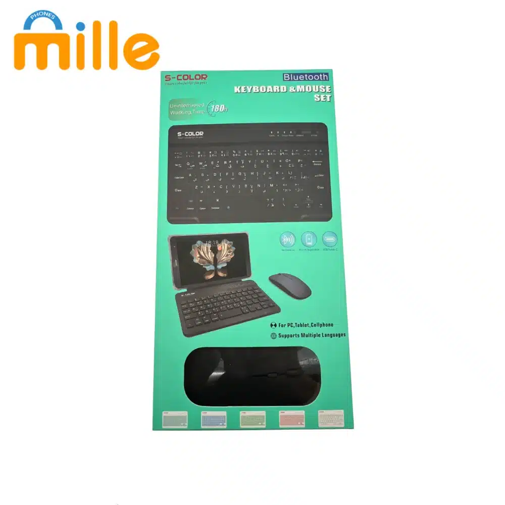 Clavier & Souris S-Color – Ensemble Sans Fil Bluetooth | Pour Tablette, iPad, Téléphone | Compact & Silencieux – Image 5